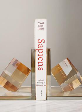 简轻奢欧式几何ZY5346艺术水晶书架书立书靠摆件装样板极间饰品房