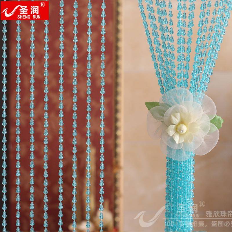 珠帘葫门帘芦珠链帘挂塑仿水晶门帘加密防苍料蝇隔断玄单色宝葫关