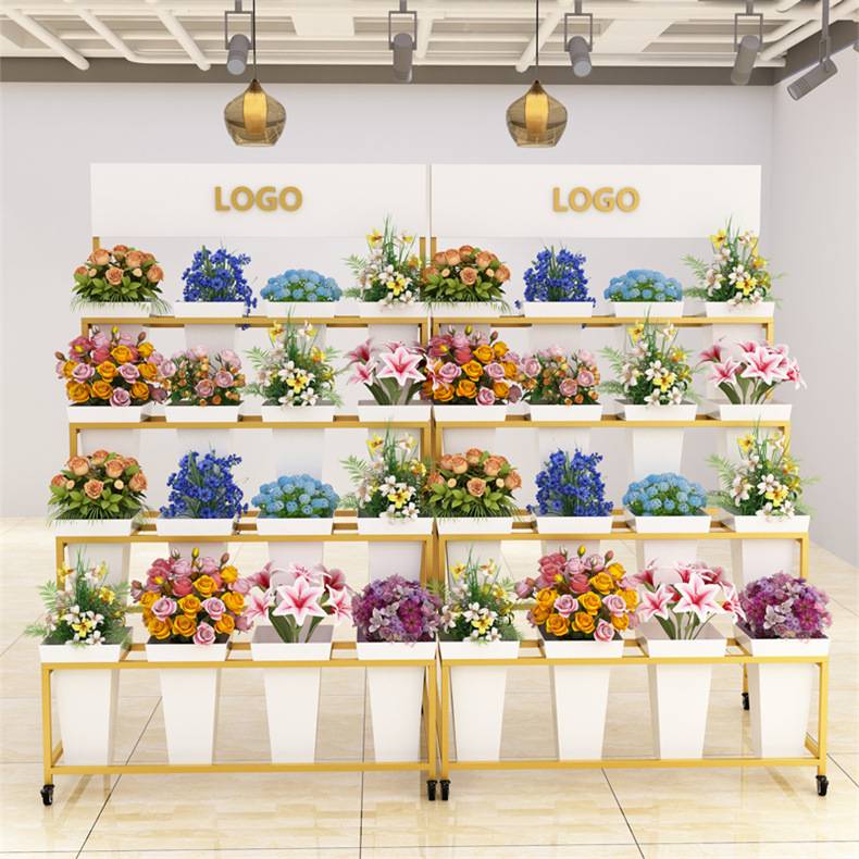 轻奢铁艺花架可移动多层花桶架室内养花鲜花陈列架花店展示架