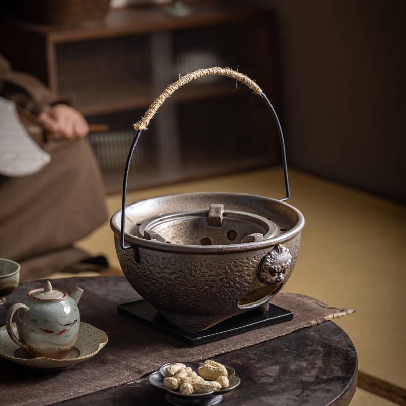 围炉煮茶仿古粗陶茶道功夫煮茶器茶炉取暖炉户外露营烧烤炭火炉盆