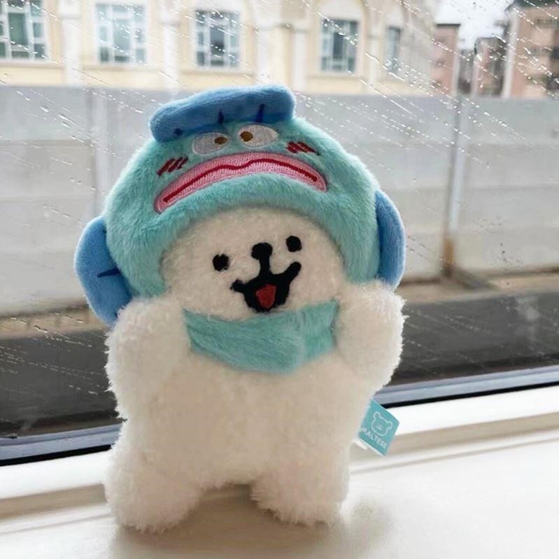 线条小狗挂件可爱毛绒小狗头套钥匙扣玩偶背包挂饰送情侣生日礼物