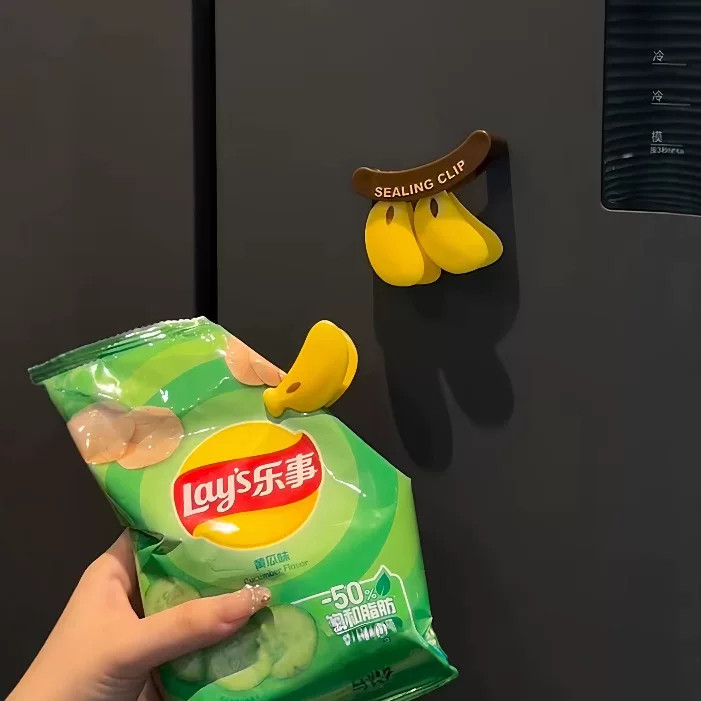 【香蕉封口夹】密封夹食品零食夹磁吸冰箱贴夹子调料包装袋防潮夹