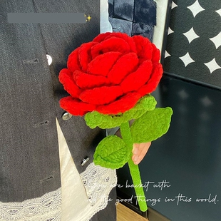 手工钩织成品冰条线超大玫瑰单支花束永生花送妈妈母亲节礼物520