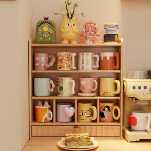 九宫格杯架置物架咖啡杯马克杯茶杯收纳实木方格子架展示架