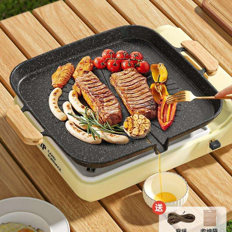 户外卡式炉烤肉盘烧烤盘铁板烧盘韩式电磁炉煎烤盘家用旺果运贸易