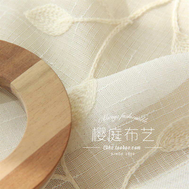 Mona莫d纳 美式乡村田园风格刺绣花枝客厅卧室白色窗纱窗帘配纱