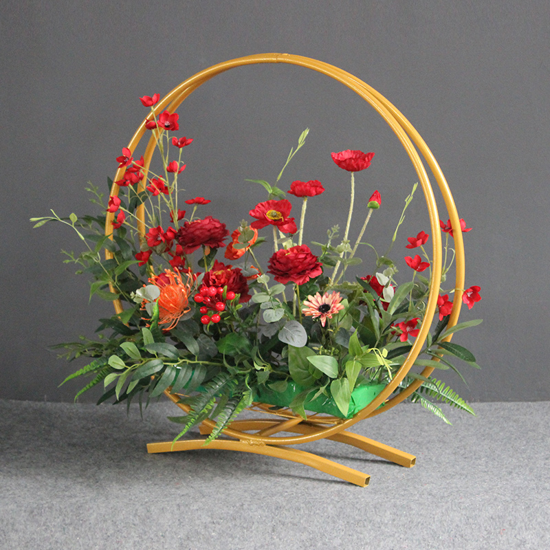 新款婚庆道具婚庆路引铁艺提篮花器路引舞台路引摆件布置铁艺花器