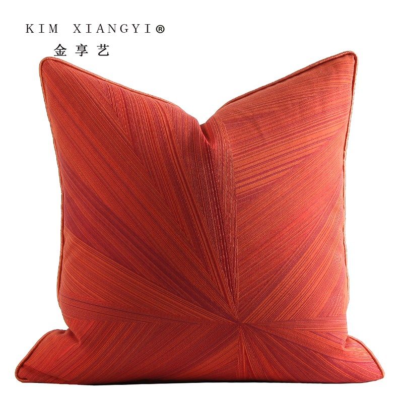 简约现代美式橙红色抱枕套样板房软装客厅沙发靠枕床头大靠包定做
