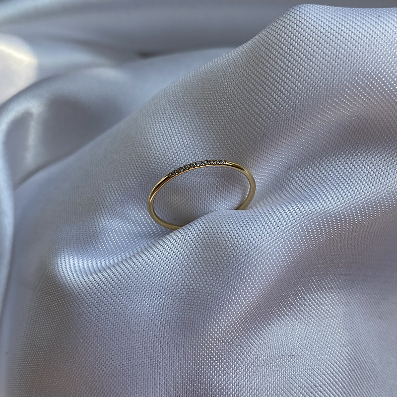 不怕水不掉色~14K包金碎钻锆石闪闪亮戒指关节戒S指环 叠戴 素圈