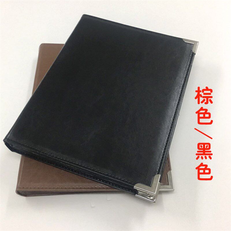 皮革菜单本皮封面10页20面制作菜单PVC透明菜谱本菜单夹活页插页