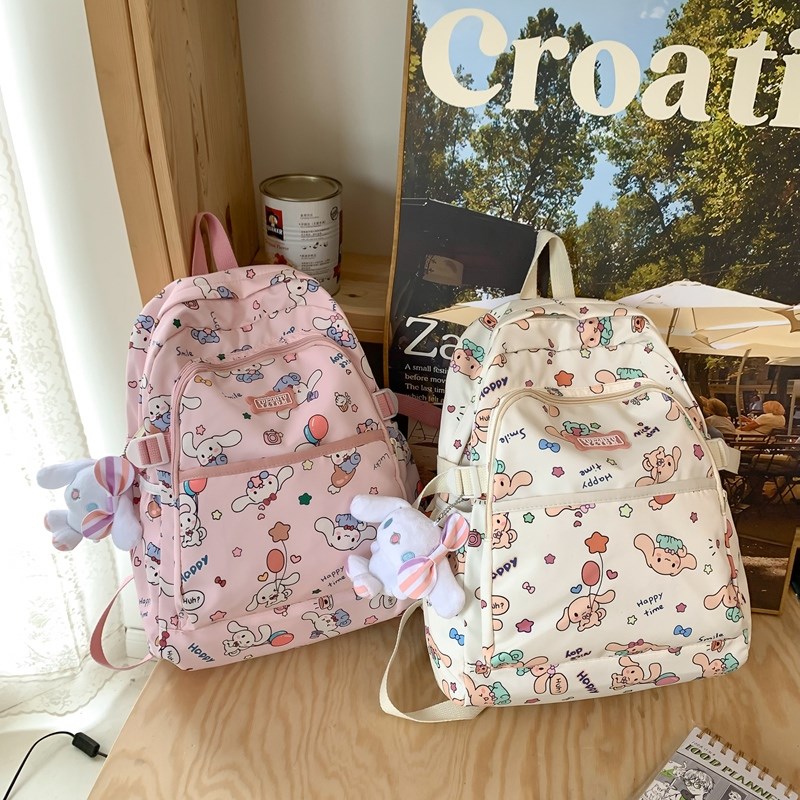 可爱女生书包中学生轻便旅行背包小学生女孩出游补课玉桂狗双肩包