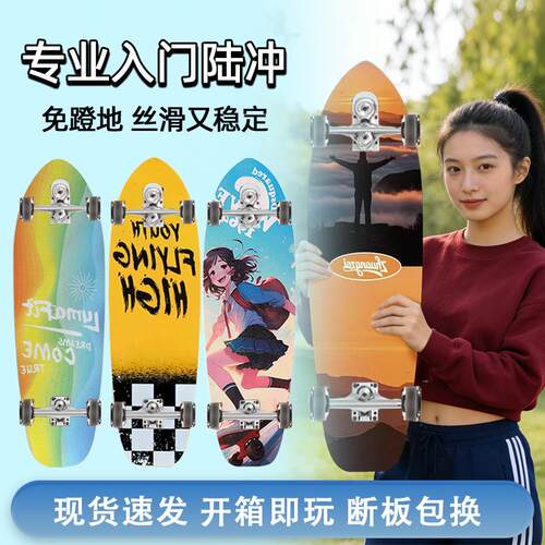 陆冲板专业陆地冲浪板弹簧支架青少年儿童成人男女U免蹬地扭动滑