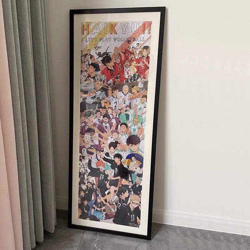 实木拼图框102*34cm30*1y02厘米实木相框长方形排球少年简约挂墙