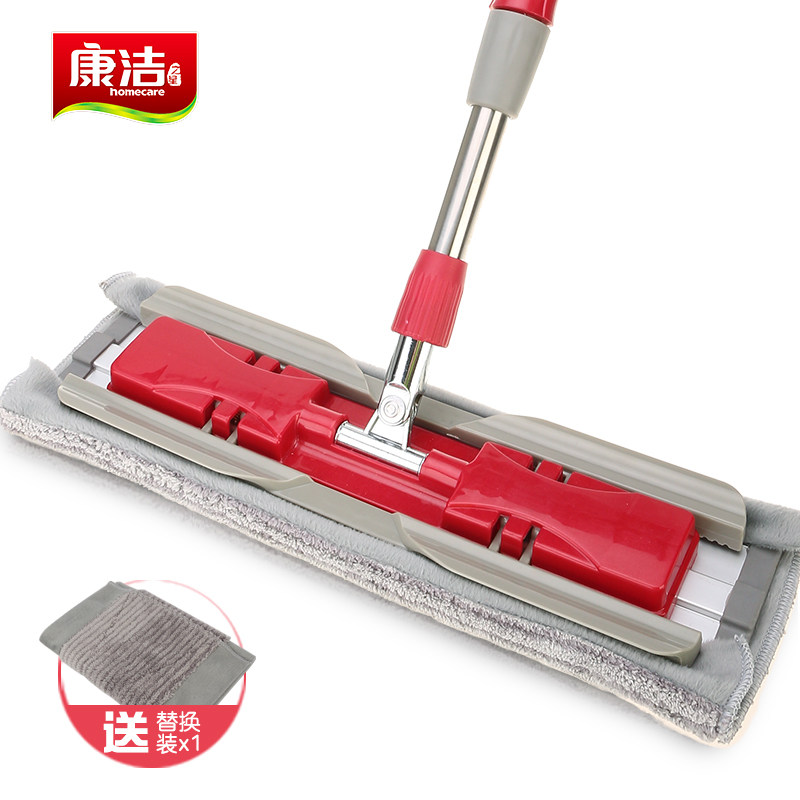 康洁大号平板夹固式家用木地板懒人拖把干湿两用旋转尘推吸水墩布