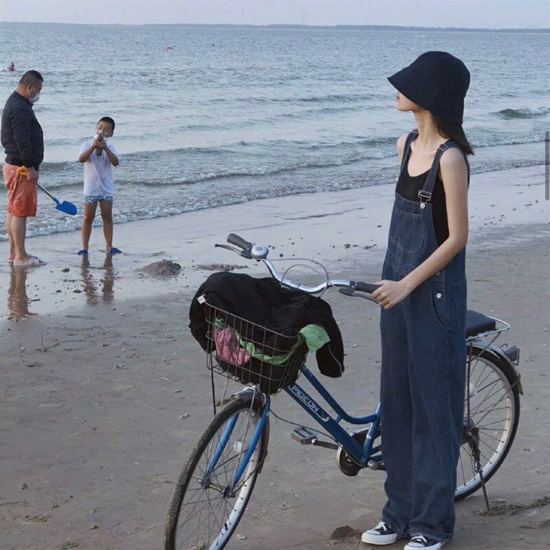韩版2021年新款时尚宽松网红牛仔背带裤女夏小P个子春秋显瘦ins潮