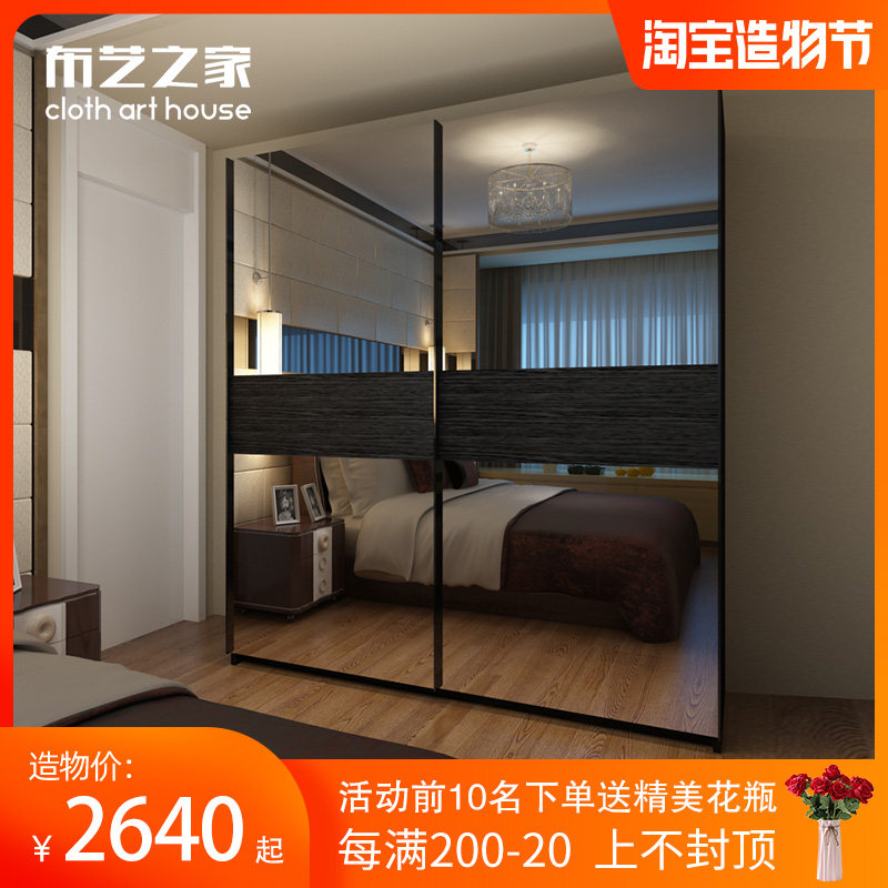 移门衣柜玻璃定制掉滑门白色烤漆衣橱整体T衣柜推拉门衣柜