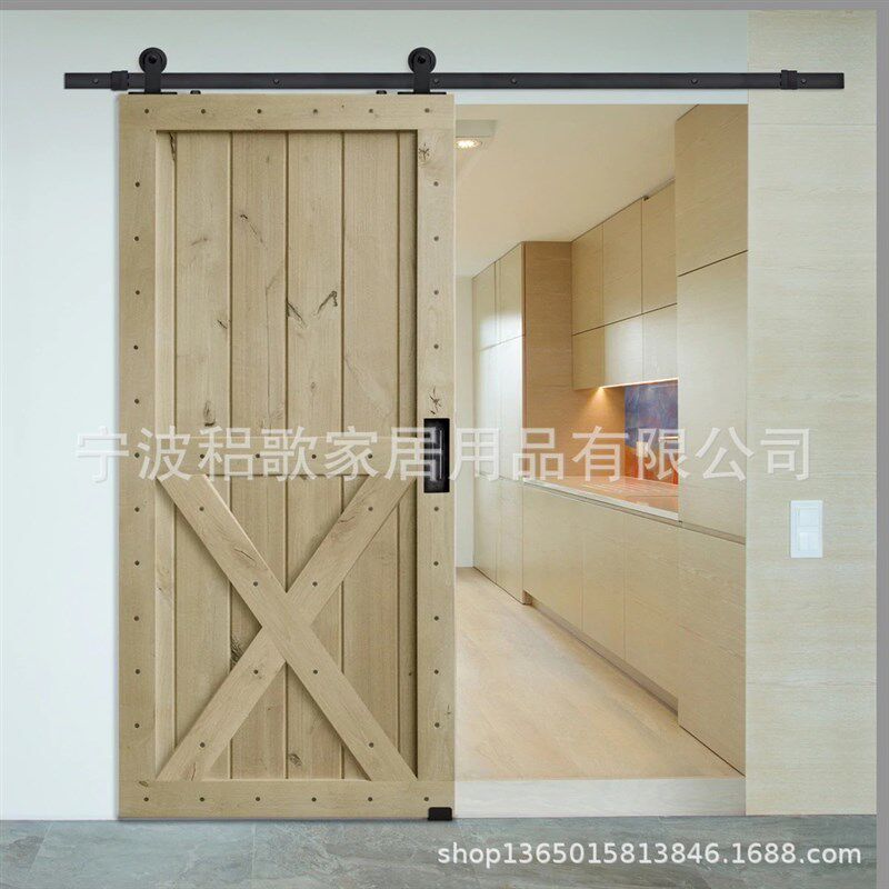 黑色磨砂吊坠型顶装美式仓谷门滑轮吊轨移门吊轮五金配件