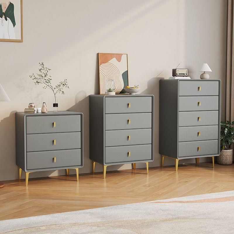 全实木皮艺五斗柜现代简约储物斗柜卧室靠墙收纳抽屉边柜新款加高