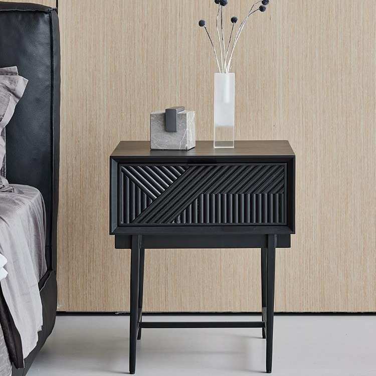 轻奢雕花床头柜小户型家具卧室储物柜后现代简约柜子美式实木边几