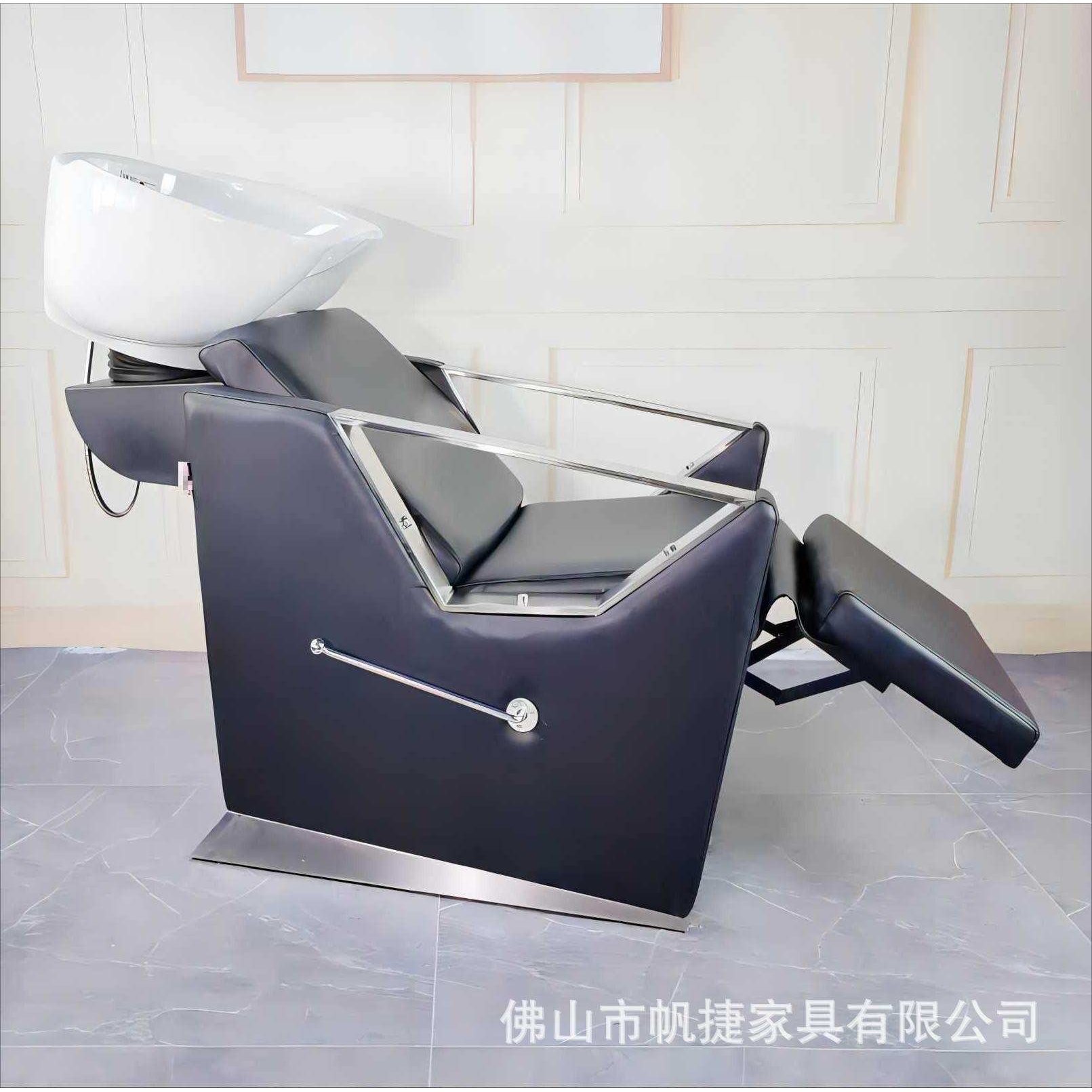 帆捷洗头床理发店专用半躺式网红款冲水床陶瓷盆发廊洗头床厂家直