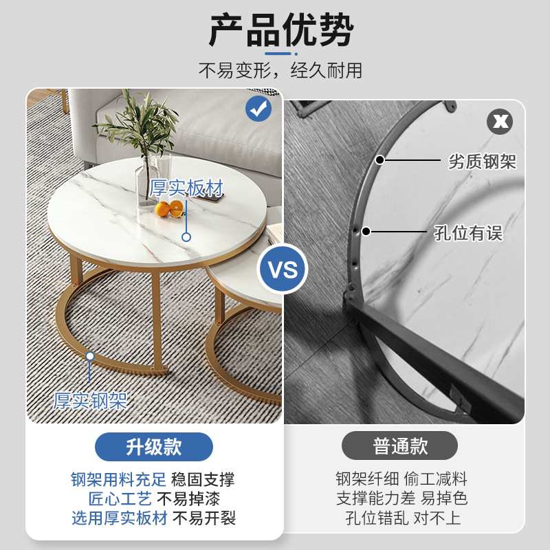 茶几客厅家用圆桌小户型子沙发边几边桌轻奢简约现代茶几桌台阳台