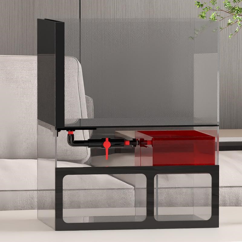 底滤一体式小型客厅玻璃鱼缸生态溪缸工业风电视柜旁桌面超白缸