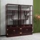 新中式 全实木书架组合印茄木博古架禅意书房落地置物架储物柜家具