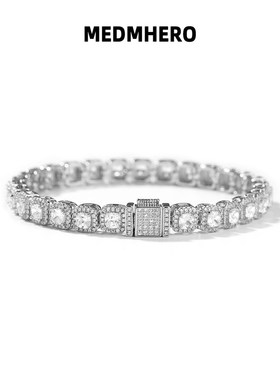 逆爱池骋同款田栩宁满钻锆石超闪冰糖G百搭手錬嘻哈七夕礼物送男