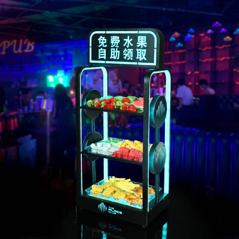 酒吧发光果盘架LED创意发光小吃碟铁艺KTV广告展示三层水果拼盘