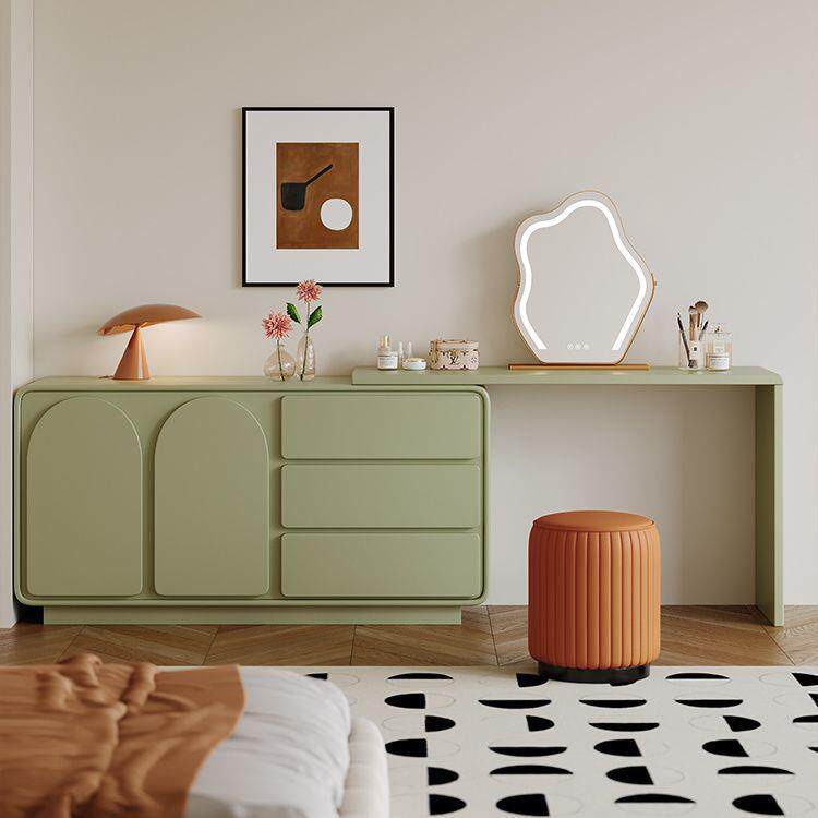 油720风实木梳妆尾卧室床现代简约奶收纳柜转角斗柜伸缩一体台化