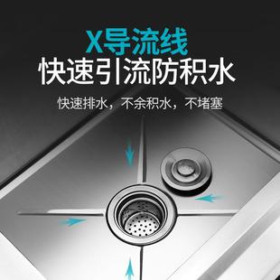 双槽09294拉不锈钢解冻池商用厨房连体洗物池单槽水3池带龙头丝配