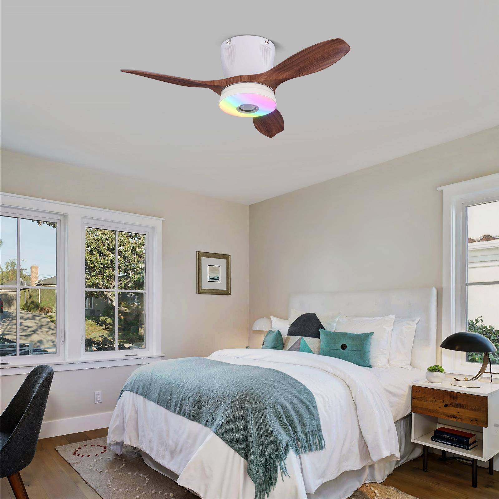 卧风扇灯2025新款色室餐厅吊扇灯胡桃木新625中灯式吸顶电扇大气