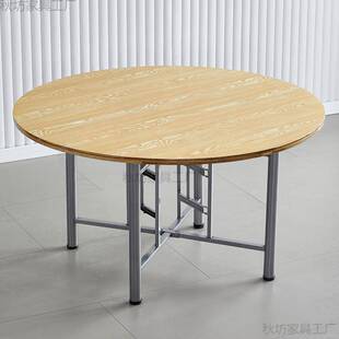 折叠大圆餐桌家用酒店餐馆宴席圆桌面带转盘简约实木饭桌圆桌面板