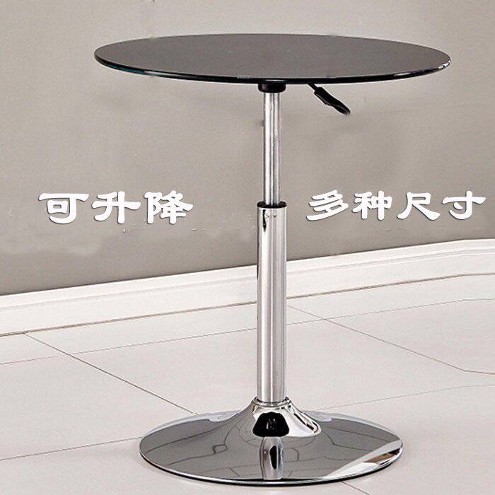 钢化玻璃升降小圆桌圆形茶几圆展会洽谈桌活动桌休闲酒吧圆桌子厂