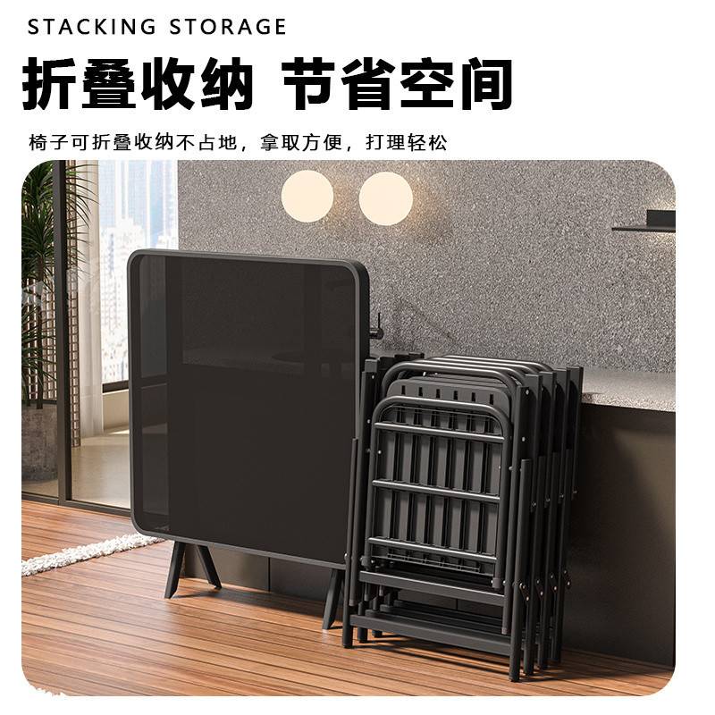 ZD1户外折叠桌椅组合钢化玻璃桌庭院露天防水防晒耐用阳台餐桌茶