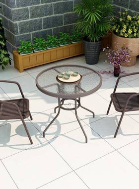 室漏天简约餐桌椅花园外露台摆艺摊桌铁带伞户外庭院休FIM闲桌椅组合