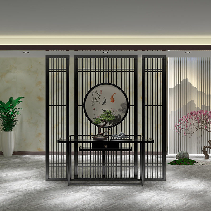 新中式花格镂空隔断屏风办公室餐厅客厅酒店入户玄关隔断墙屏风