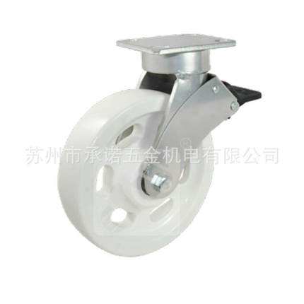 加重型6尼龙刹轮抗冲A击P支架轮工业车脚轮龙118门架脚轮