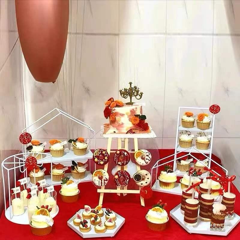 台白s6841205色铁艺甜品摆件展架示蛋糕托盘欧式下茶午点心架冷餐