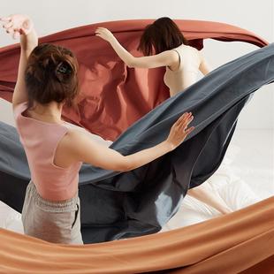 人全棉简约100棉支磨毛单品床PZ2565笠纯纯色床罩子双宿舍床垫套