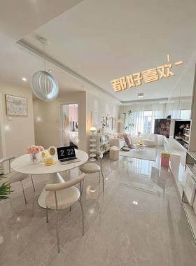 奶油风纯餐白色光岩板桌旋哑转伸缩折叠华兹Y78餐尔桌方变圆两用