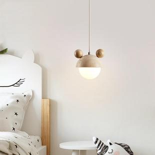 床寂风卧室头吊灯温馨可爱诧48童房儿升降新款主卧氛围感黄洞石壁