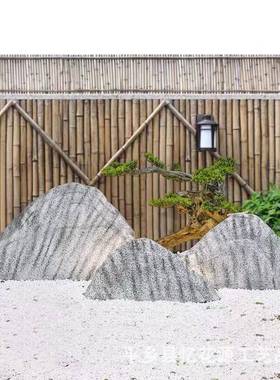 真日式雪浪石切仿片组水合造景庭院枯山景观石头软装12088梯摆件