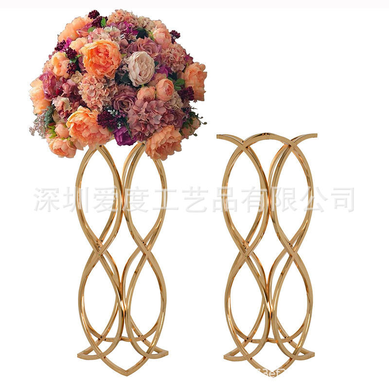铁艺花架立柱几何装饰摆件铁艺舞台布置婚庆路引花婚礼道具假花