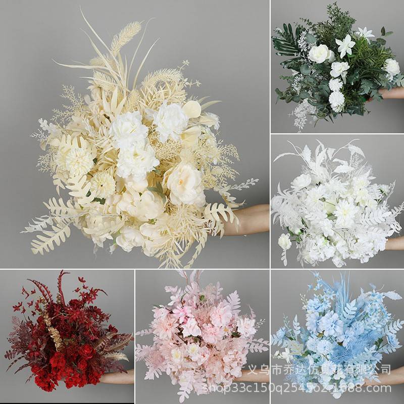 婚庆成品排花打底背景假花挂花路引花艺婚礼布置舞台花球装饰