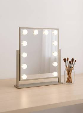 跨境6珠12780妆珠好莱坞铁艺LE室D化妆镜桌台式带灯化镜卧梳妆面镜