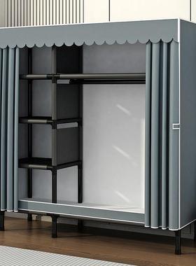 衣家加用卧柜室组装布衣柜全钢架粗加厚简易布橱VLP挂衣柜出衣租