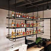 吧台吊架酒架酒水展示架悬挂式 红酒柜餐厅饭店悬空吊柜酒吧置工厂