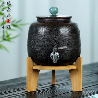 家用紫砂水缸冷水壶茶水缸泡酒坛自助酱油壶粗陶日式小酒罐4.5升