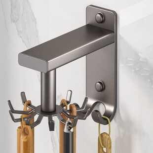 厨房旋转挂钩壁挂式置物架厨具收纳架锅铲勺子铲子挂架免打孔架子